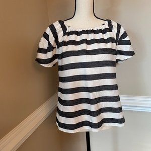 NWOT - ANN TAYLOR SHORT PUFF SLEEVE BLOUSE SIZE:  2 COLOR:  BLACK & WHITE